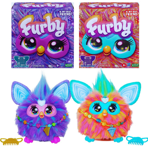 Furby Interactive Plush Toys 1 Purple and 1 Coral Set, for Kid Toddlers Christmas Holiday Birthday Gifts (Set of 2)