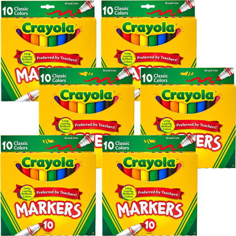 Crayola Classic Colors Broad Line Markers, 10 Count (PACK OF 6)