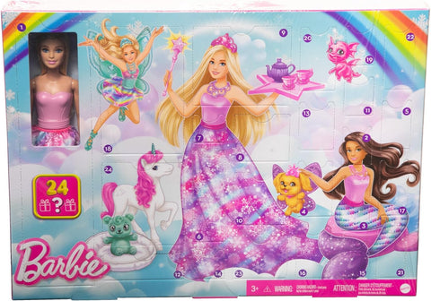 Barbie Dreamtopia Advent Calendar with Doll and 24 Surprises like Pets, Clothes and Accessories