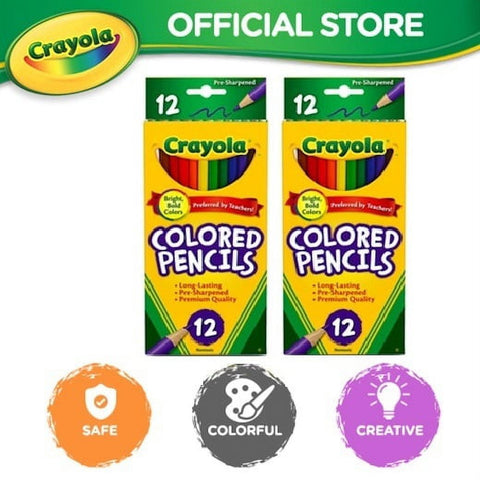 Crayola Colored Pencils, Pre-sharpened, 12 Assorted Colors, Pack of 2
