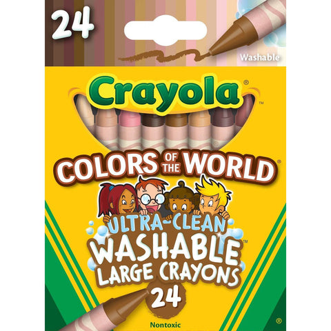 Crayola Colors of the World Large Crayons, Ultra Clean Washable Crayons, 24 Count, Gift for Kids, 3, 4, 5, 6