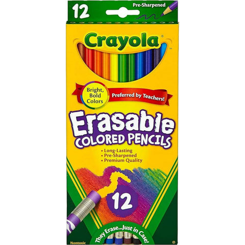 Crayola Short Erasable Colored Pencils, 12 Each