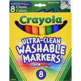 Crayola Ultra Clean Washable Broad Line Markers, 8 Assorted Classic Colors