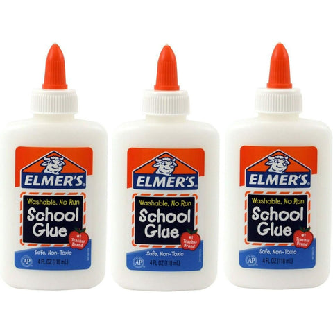 Elmer's Washable No-Run School Glue, 4 oz, 3 Pack