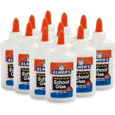 Elmers Liquid School Glue, Slime Glue & Craft Glue | Washable, Safe, Washable and Non-Toxic - Ideal for Children 4 Ounces Each, 12 Count, Great for Making Slime