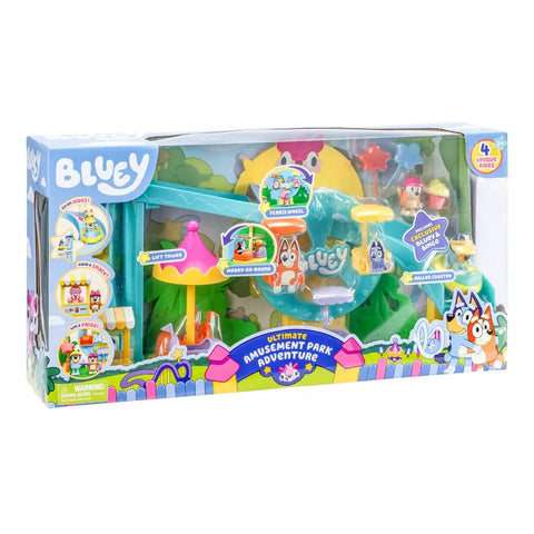 Bluey Amusement Park Playset (Target Exclusive): Plastic Doll Playset for Ages 3+, Includes 9 Pieces, No Tools Needed for Assembly