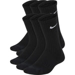 Kids' Everyday Cushion Crew Socks (6 Pairs) Black/White Medium