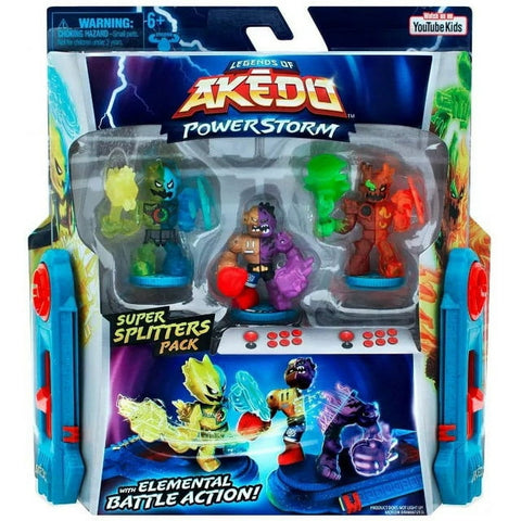 Legends of Akedo PowerStorm Burndown, Buster Splits & Shortout Mini Battling Action Figure SUPER SPLITTERS Pack