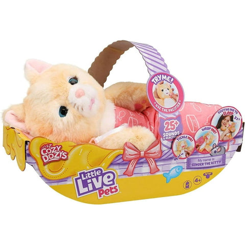 Little Live Pets - Cozy Dozys: Ginger The Kitty | Interactive Plush Toy Kitty. 25+ Sounds and Reactions. Magical Eye Movement. Blanket, Pacifier and Batteries Included. for Kids Ages 4+