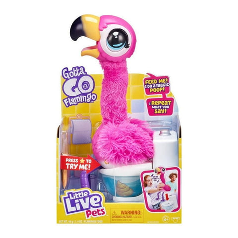 Little Live Pets Gotta Go Flamingo | Interactive Plush Toy That Eats, Sings, Wiggles, Poops and Talks (Batteries Included) | Reusable Food. Ages 4+ - Coco's Treasures