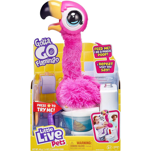Little Live Pets Gotta Go Flamingo | Interactive Plush Toy That Eats, Sings, Wiggles, Poops and Talks (Batteries Included) | Reusable Food. Ages 4+