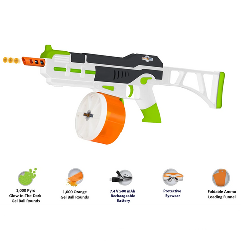 Splat-R-Ball SRB1200 Pyro Kit Full Auto Glow-In-The-Dark Soft Water Bead Blaster