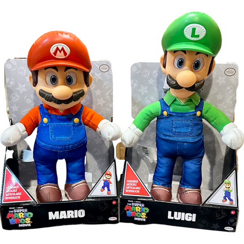 The Super Mario Bros. Movie 2023 - 16" Mario and Luigi Combo Posable Plush Set (NEW)