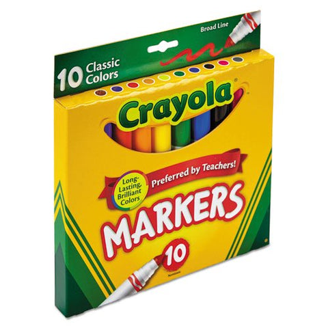 Non-Washable Marker, Broad Bullet Tip, Assorted Classic Colors, 10/Pack | Bundle of 10 Packs