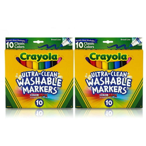 Crayola Ultra-Clean Washable Broad Line Markers, 10 Count - 2 Pack