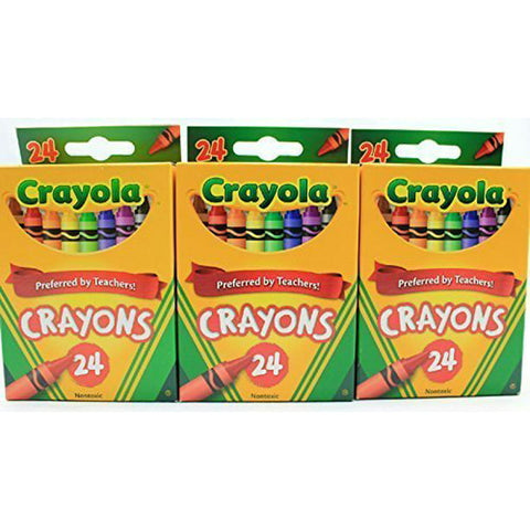 Crayola Box of Crayons Non-Toxic Color Coloring School Supplies, 24 Count, 3 Pack