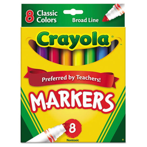 Crayola Non-Washable Marker, Broad Bullet Tip, Assorted Classic Colors, 8/Pack | Bundle of 2 Sets