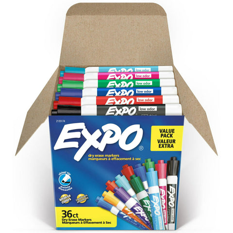 Expo Value Pack - Marker - for glass, whiteboard, non-porous surface - assorted colors - alcohol-based ink (pack of 36)