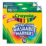 Crayola Ultraclean Broadline Classic Washable Markers (10 Count), (Pack of 2)