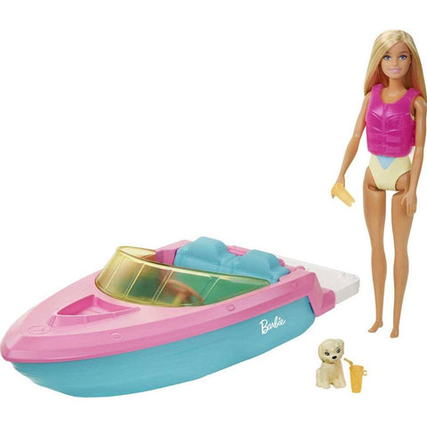 Barbie Doll and Boat Doll Playset with Puppy and Accessories