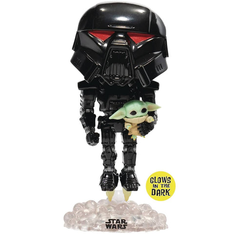 Funko Pop! Star Wars - Dark Trooper w/Grogu (GITD) (EE Sticker)