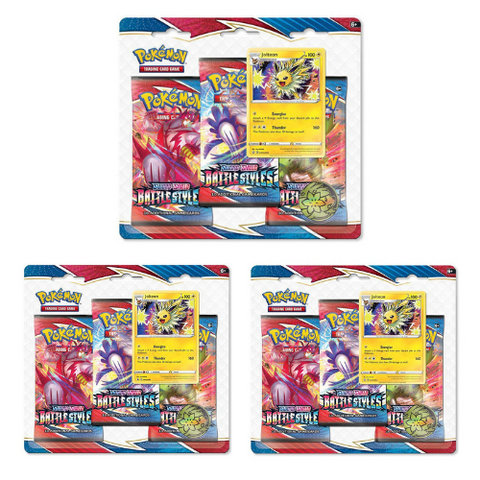 Pokemon TCG Sword Shield S5 Battle Styles 3 Pack Blister Jolteon (Set of 3)